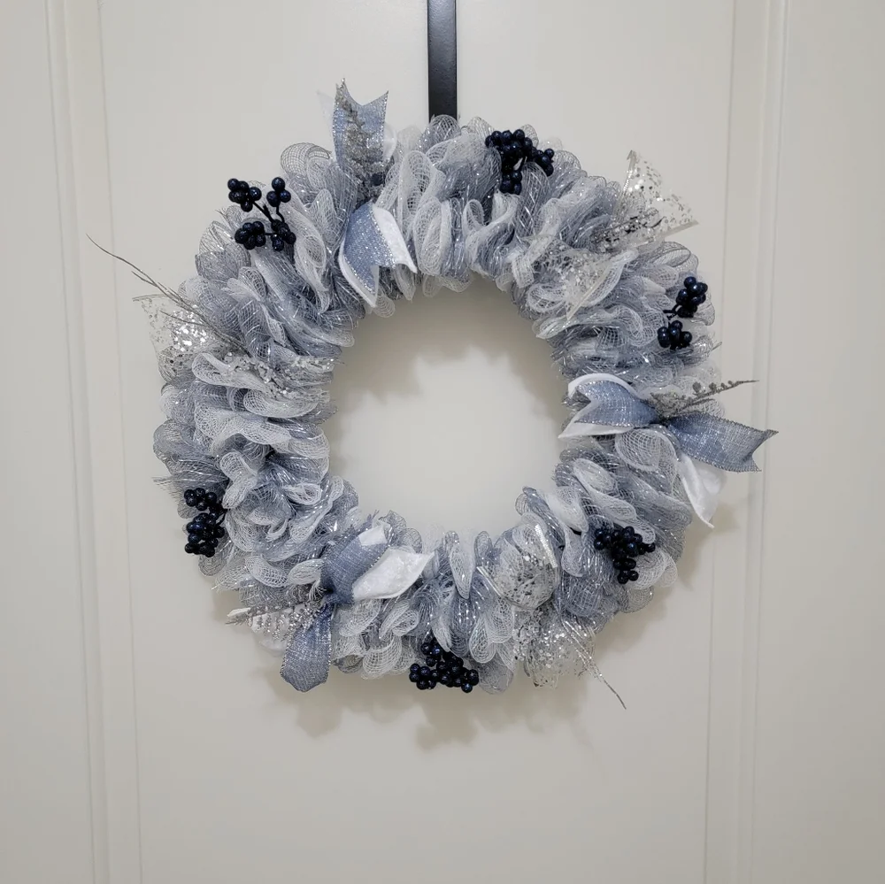 Winter/Snow Blue and Silver Theme Wreath